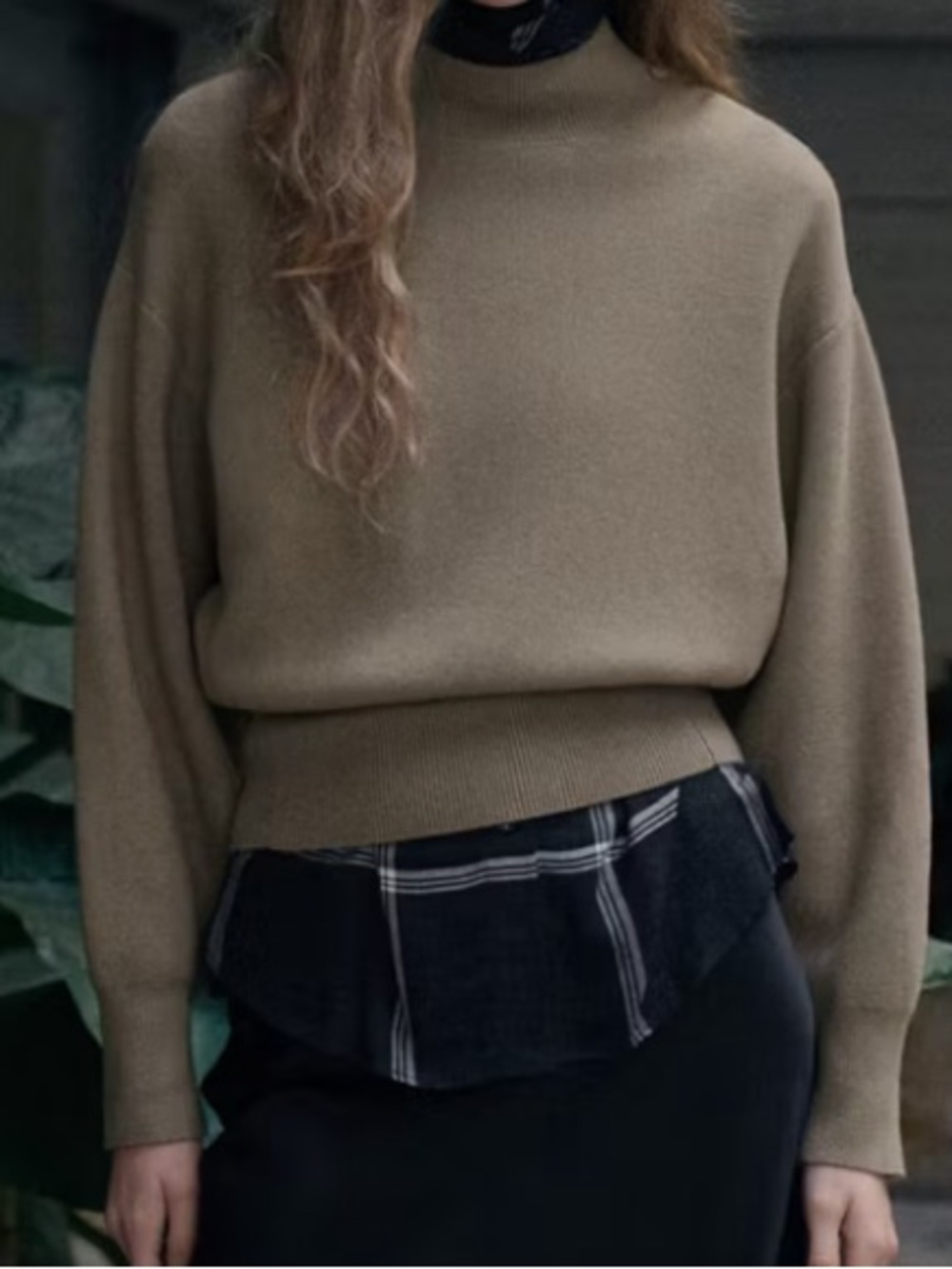 Mango Taupe Funnel Neck Sweater OVERSIZED PERKINS-NECK SWEATER 1271